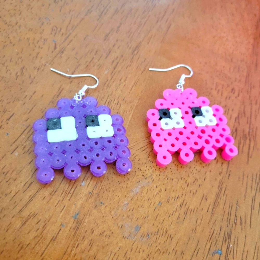 Pacman ghost earrings